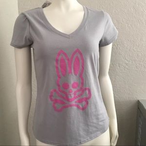 Psycho Bunny Gray & Pink Logo Shirt Sz S New